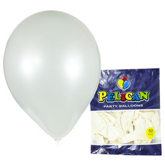 Шарики Pelican 10' (26 см), перламутр белый, 50шт/уп, 811721 (811721/1050-721)