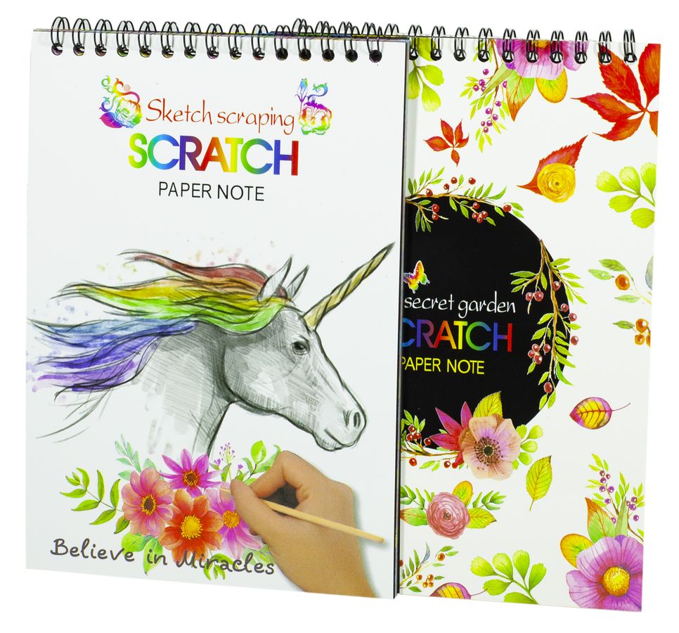 Скретчбук райдужний,  аркуш покр чорною фарбою , "Drawing" P10, 250G, 20*14см + палочка (0378DSCN)