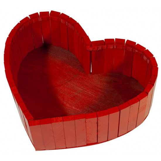 Кошик серце  дерев'яне  BWH   31х23х10см червоне (BWH red)