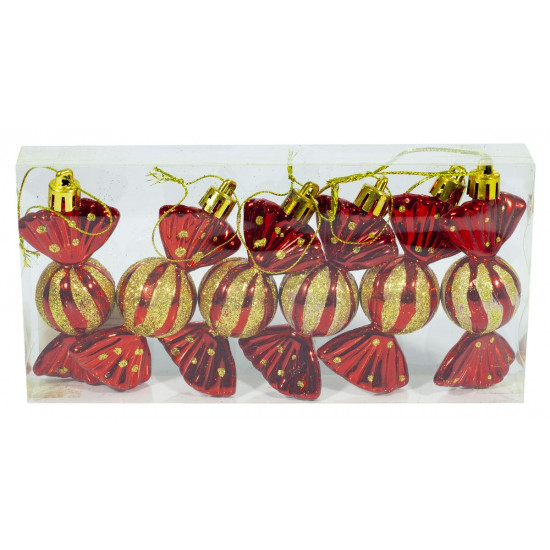 Ялинкові прикраси "Цукерки" 9х4см, 6шт, PVC (8ADC6-A81)