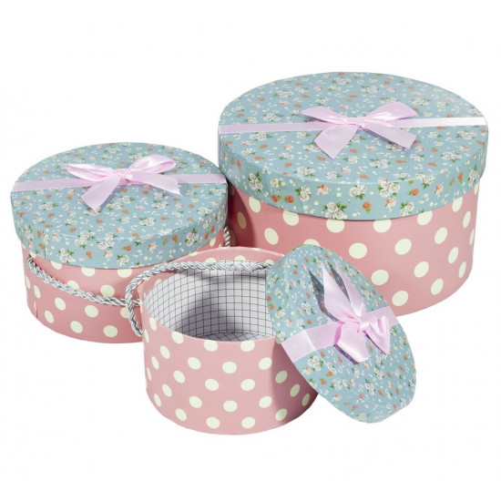 Подарункова коробка 058-22, кругла,  21.5*21.5*12cm/16.5*16.5*9/13*13*7.5cm   3шт. в наборі (058-22)