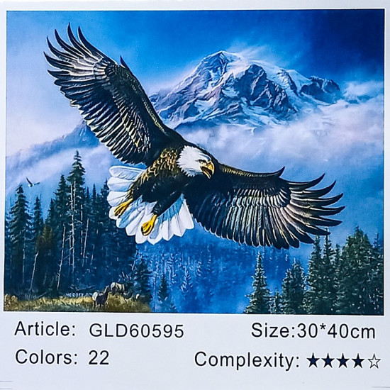 Алмазна мозаїка за номерами 30 х 40см "Орел" (полотно на рамі) Різнокольоровий Unison (60595_B GLD)