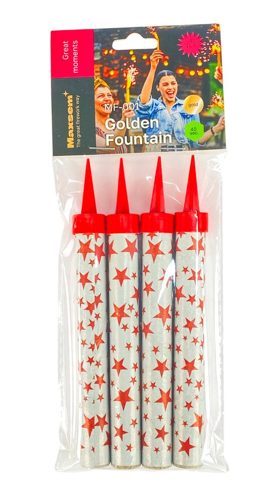 Набір свічок -4 шт -12,5см, для торта  "Холодний фонтан" (40секунд) Золотий Без бренду (MF-001)