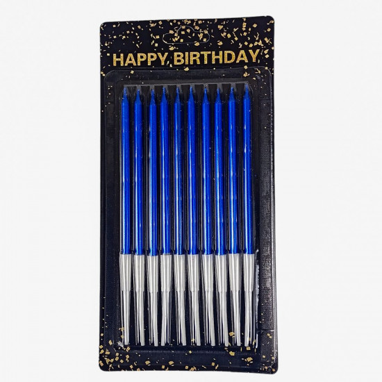 Набір свічок для торта 10 шт, синій, 14 см Синій Без бренду (040557/9331  blue)