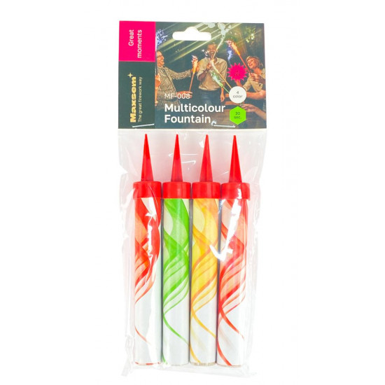 Набір свічок -4 шт кольорові - 10см,  для торта  "Холодний фонтан" (40секунд) Різнокольоровий Без бренду (MF-008)