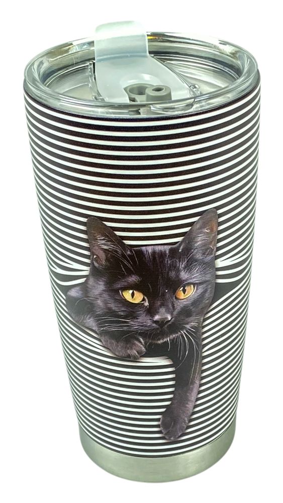 Термо-склянка металева 590 мл "Кіт-3D" з кришкою (590-1)