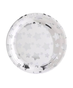 Тарілки паперові TM Pelican 18cm "Білі з срібними зірочками " -  10шт (871616)