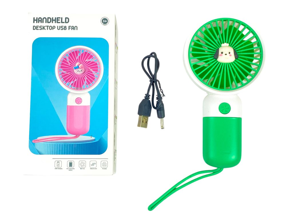 Вентилятор ручний 15см, 1 режим,  USB Зелений Unison (2029A-L green)