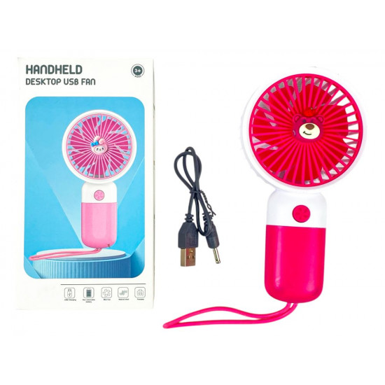 Вентилятор ручний 15см, 1 режим,  USB Рожевий Unison (2029A-L raspberry)