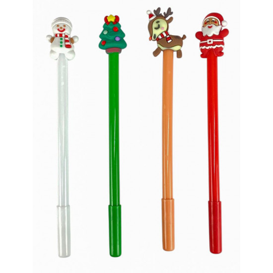 Ручка гелева синя 0,5мм Новорічна (13591)