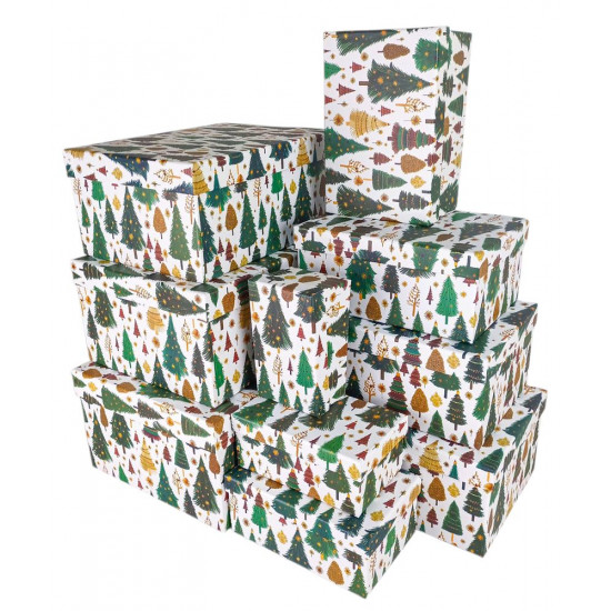 Подарункова новорічна коробка 29 х 21 х 9см, 10шт/наб (3565-10)