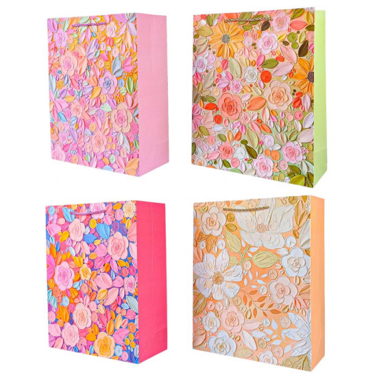 Пакет подарунковий "Квіти"   32 х 26 х 10см,  210г/м2, 4 дизайна (2982-32)