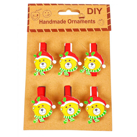 Дерев'яні прищіпки Ведмедик  4,5см - 6шт (L00417)