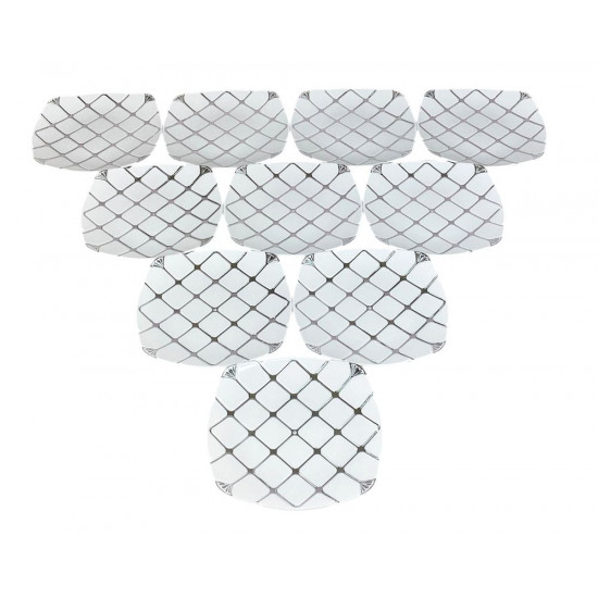 Тарілки срібні  пластикові багаторазові квадратні 18 х 18см , 10шт/уп (7500-205)