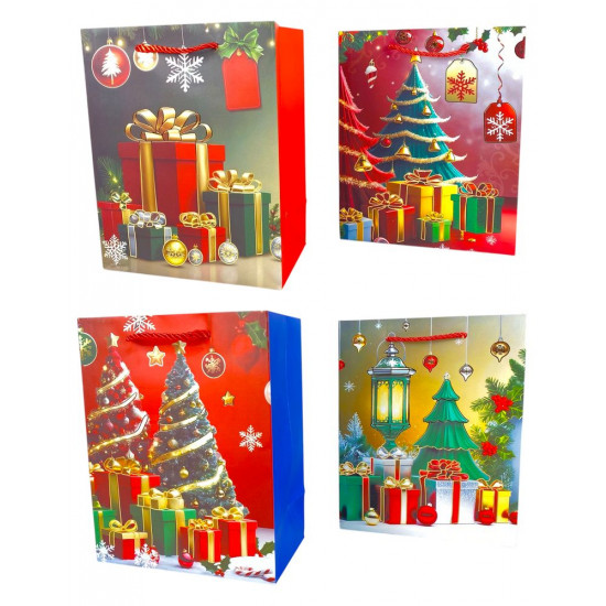 Пакет подарунковий  новорічний , 18 х 23 х 10cm 4 дизайни (Y2200S)