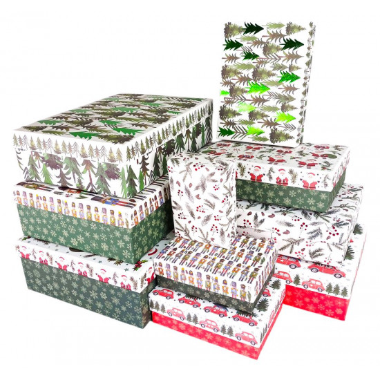 Подарункова новорічна коробка прямокутна  36 х 26 х 11см  , 10шт/наб (108095)
