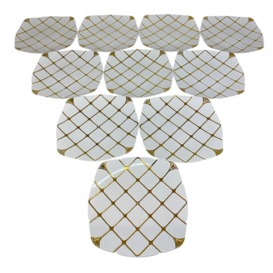 Тарілки золоті  пластикові багаторазові  25 х 25см , 10шт/уп (7500-203)