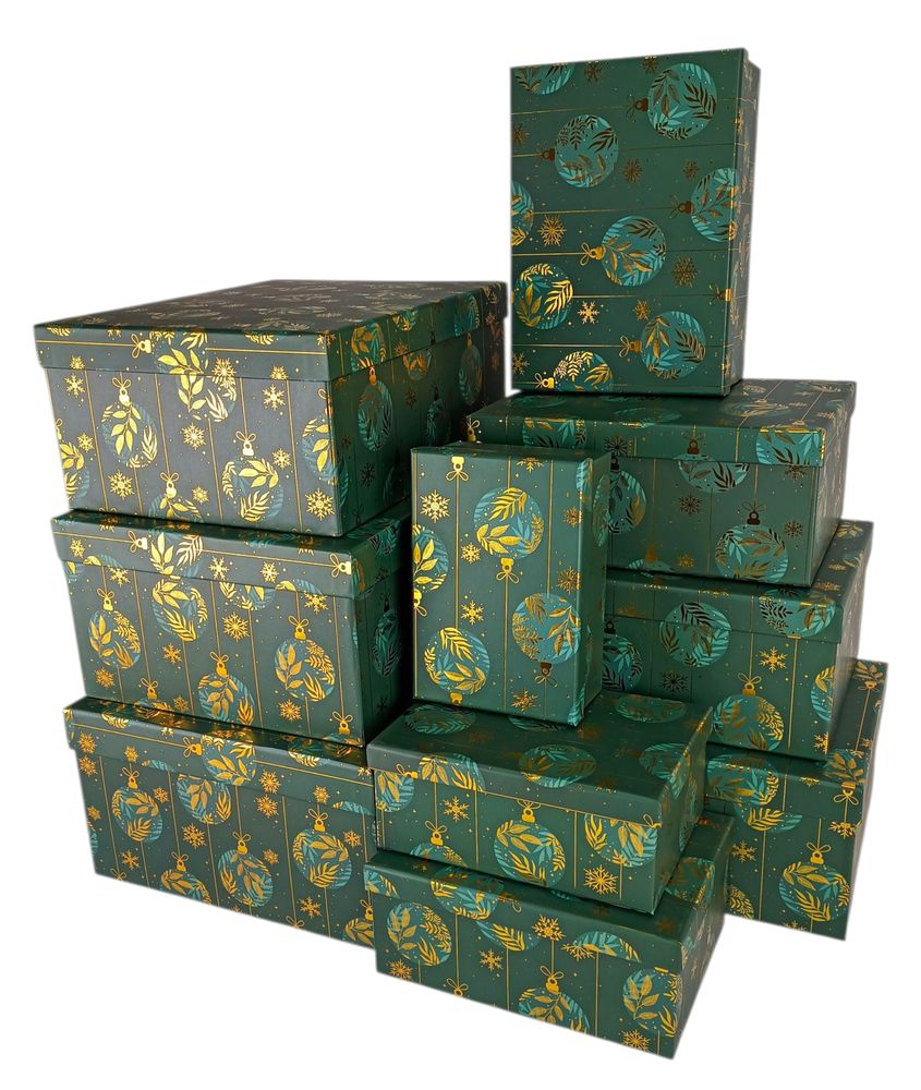 Подарункова новорічна коробка прямокутна  37,5 х 29 х 16см  , 10шт/наб (105698)