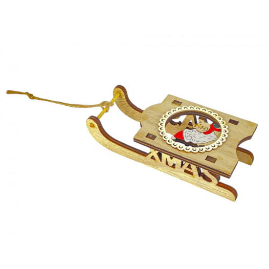 Дерев'яна підвіска сани 13 х 6 х 3, 5см (L00407.1)