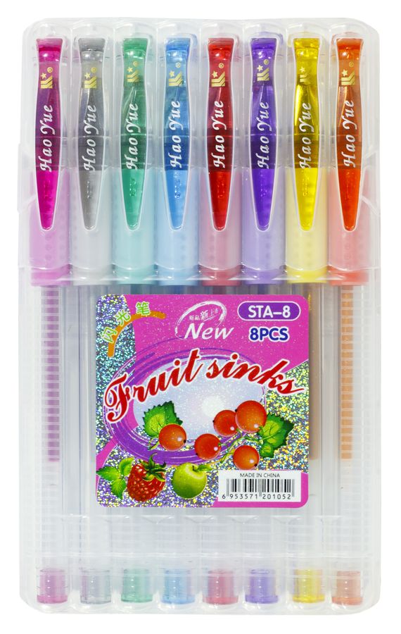 Ручка STA-8  гелева металізована з запахом в наборі - 8 кольорів, в пластиковій коробці (STA-8)