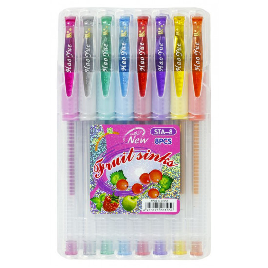 Ручка STA-8  гелева металізована з запахом в наборі - 8 кольорів, в пластиковій коробці (STA-8)