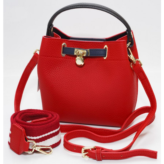 Сумка жіноча червона 18х22 + косметичка 12х20см екошкіра (P102  red)