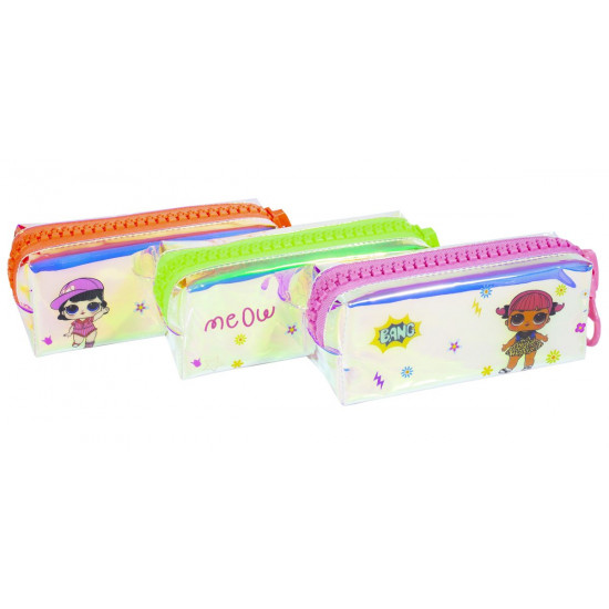 Пенал-косметичка голографічний "Лялька" кольорова змійка, 4 диз. (6602)