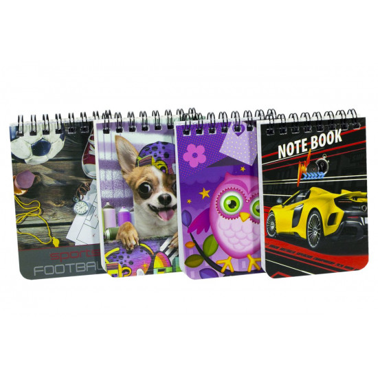 Блокнот А7 на спіралі, клітина, 80 аркушів, 7,5х10,5см. mix (10080)