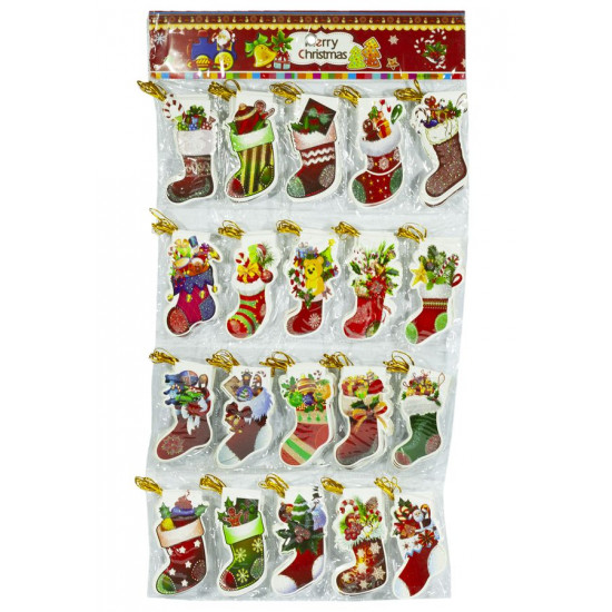 Новорічні листівки "Чобіток" 5,0х10,0см, 160шт (MX5872)