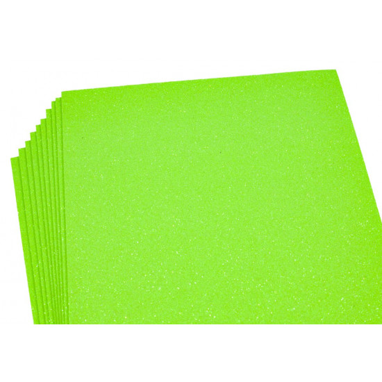 Фоамиран с глиттером 21 х 29,7см, 1,7мм, 10 листов, салатный Зеленый Unison (17IA4-7107)