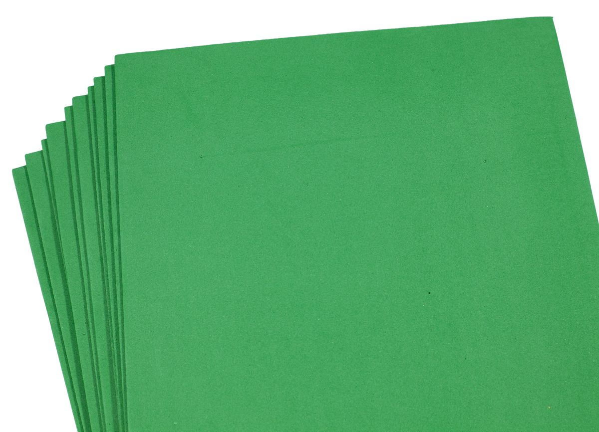 Фоаміран 2мм,  10 аркушів 20х30 - Зелений (1912)