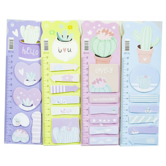 Папір для нотаток +стікер-закладка "Кактус" 5шт по 20листів (24*48) (1123)