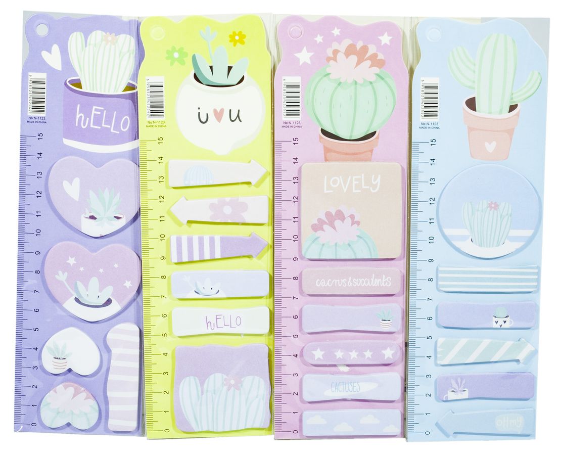 Папір для нотаток +стікер-закладка "Кактус" 5шт по 20листів (24*48) (1123)