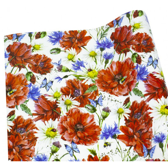 Папір подарунковий  крейдований 80г. "Польові квіти" , 1000х700  -10 аркушів Різнокольоровий Unison (PVM10-151)