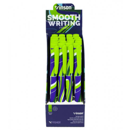 Ручка масляна Vinson "Vivid Line" 0,7 мм синя (2A)