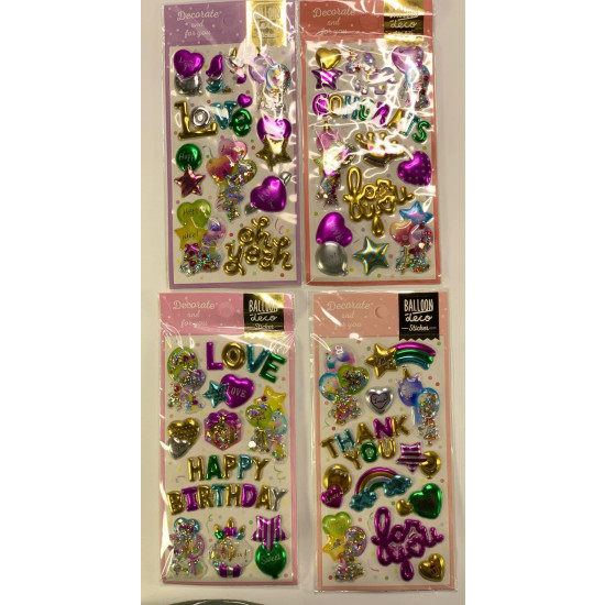 Наклейки объемные "Приветствие-сыпучие блестки" 22 х 9.5см, 12шт/уп Разноцветный Unison (ST-4512)