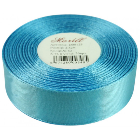 Атласная лента 2,5см x 33м Голубой Marill (LA2533-62)