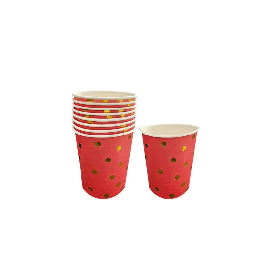 Стаканчики  паперові TM Pelican   "Червоні з золотим горошком" -  10шт (871408)