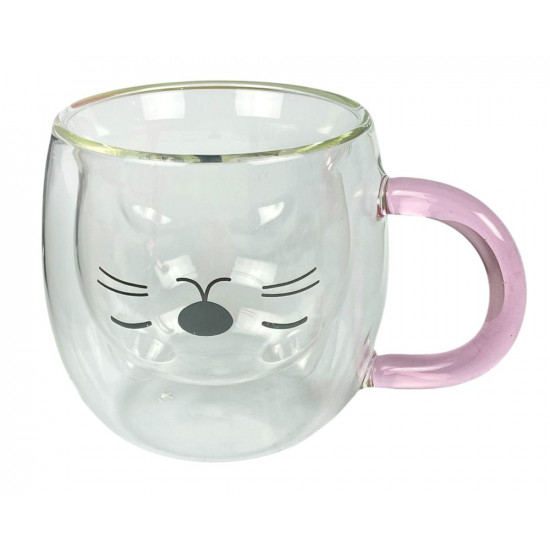 Чашка скляна з подвійним дном 250мл "Кіт" (250-1)