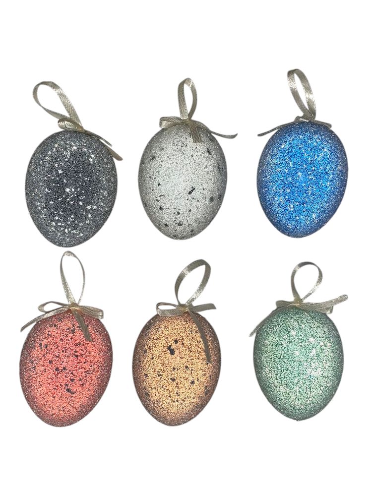 Набір великодніх яєць 6 х 4,5см "Цукрові"- 6шт з стрічкою (L00145)