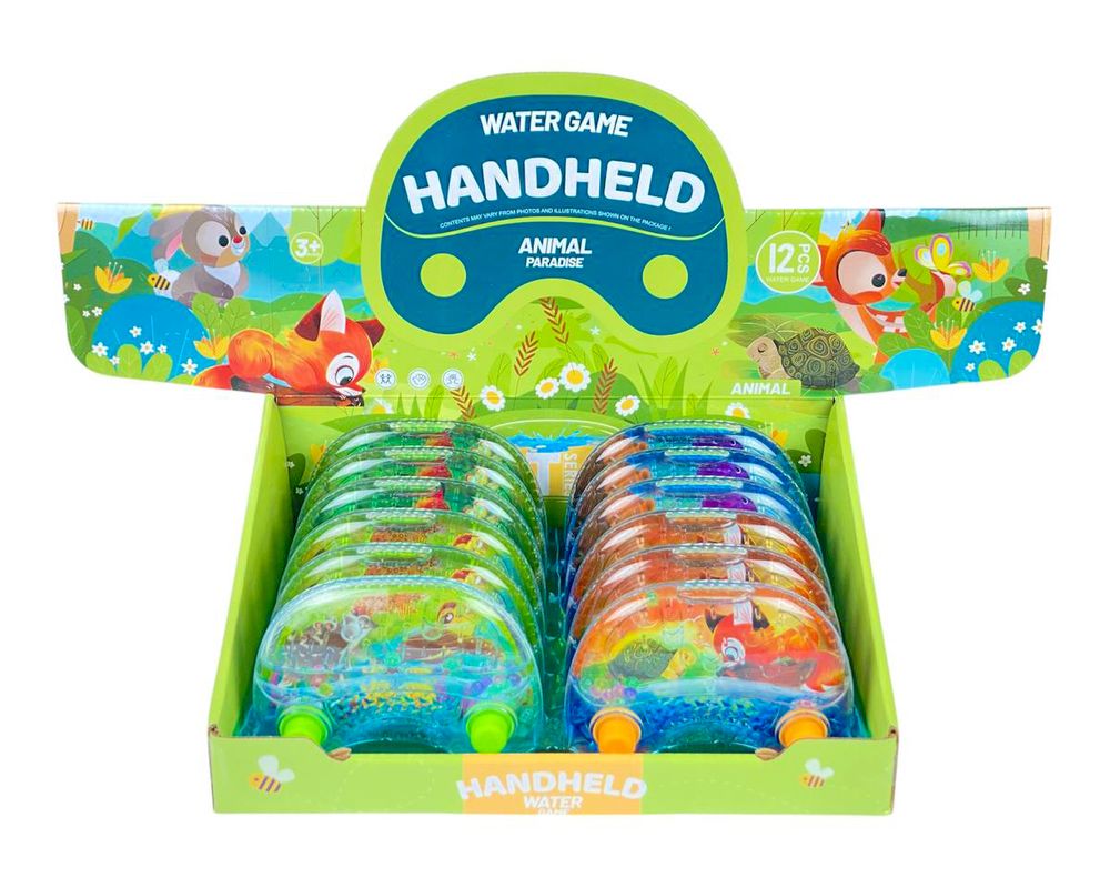 Игра водяная "Поймай колечко-Зверята" две кнопки, 4 вида (2586-Т-АВ)