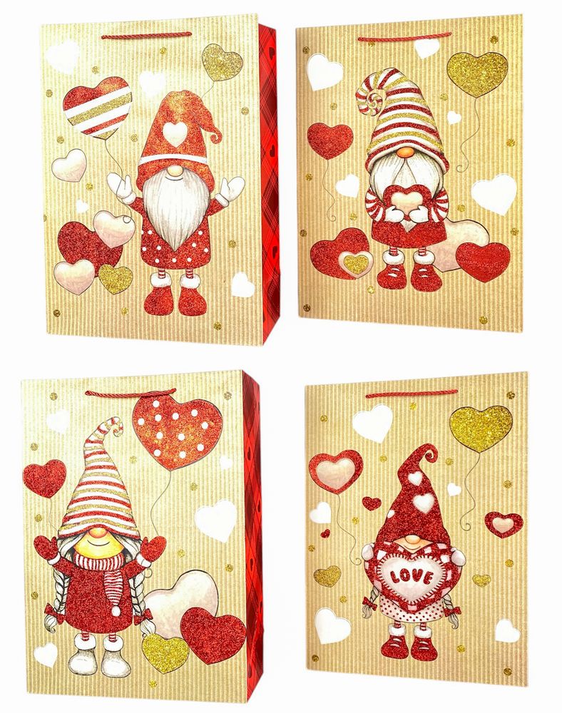 Пакет подарунковий  новорічний , 30 х 41,5 х 13cm 4 дизайни (678L)