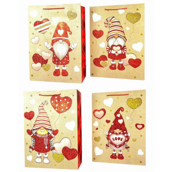 Пакет подарунковий  новорічний , 30 х 41,5 х 13cm 4 дизайни (678L)