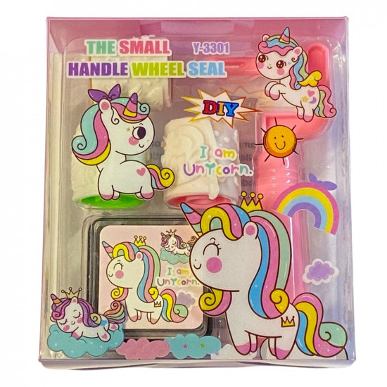Набор штампиков 3шт "Единорог" ролик, штемпельная подушка в блистере (3301-U)