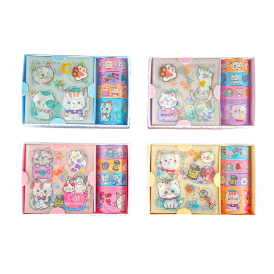 Набір наліпки + стрічки декоративні паперові Washi 4шт (MZ-08)