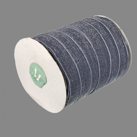Оксамитова стрічка  блискуча 2,5 см х 50 ярдів Сірий Marill (D16725- dark gray)