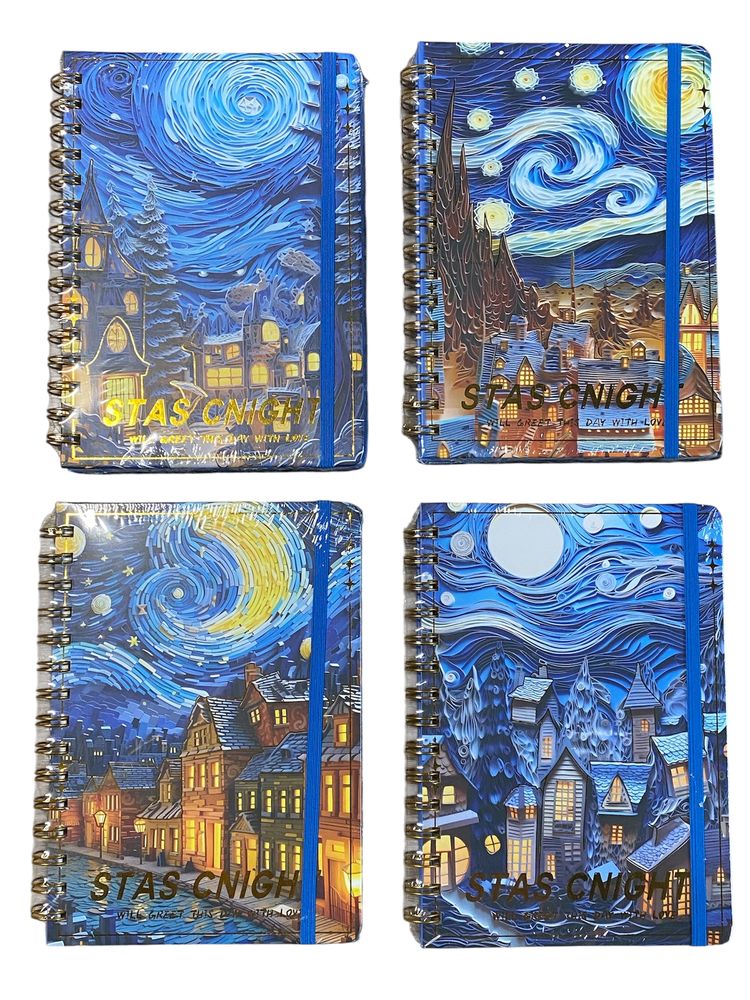 Зошит на спіралі  на гумці  А5,  80 аркушів клітинка,  "Ван Гог" (536-8)