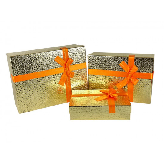 Набір коробок 3 шт прямокутні, 33х 25 х 12см  Крокодил (10236  gold)