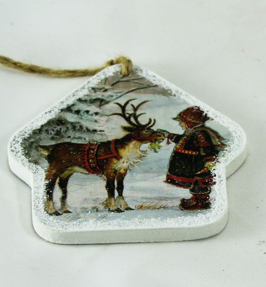 Ялинкова іграшка-листівка з фанерки, будинок без труби (EI-04)