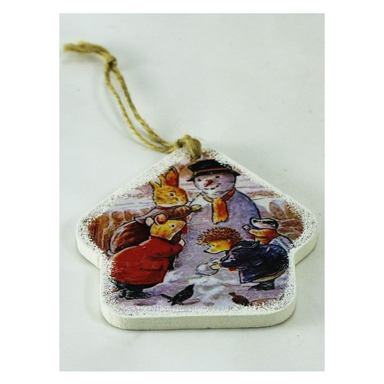 Ялинкова іграшка-листівка з фанерки, будинок без труби (EI-04)